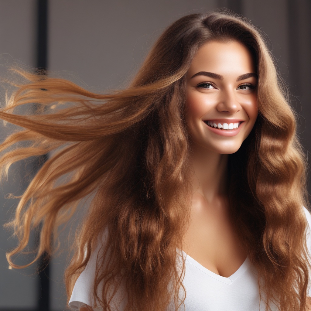 Smiling woman with beautiful hair after visiting Beauty Oasis